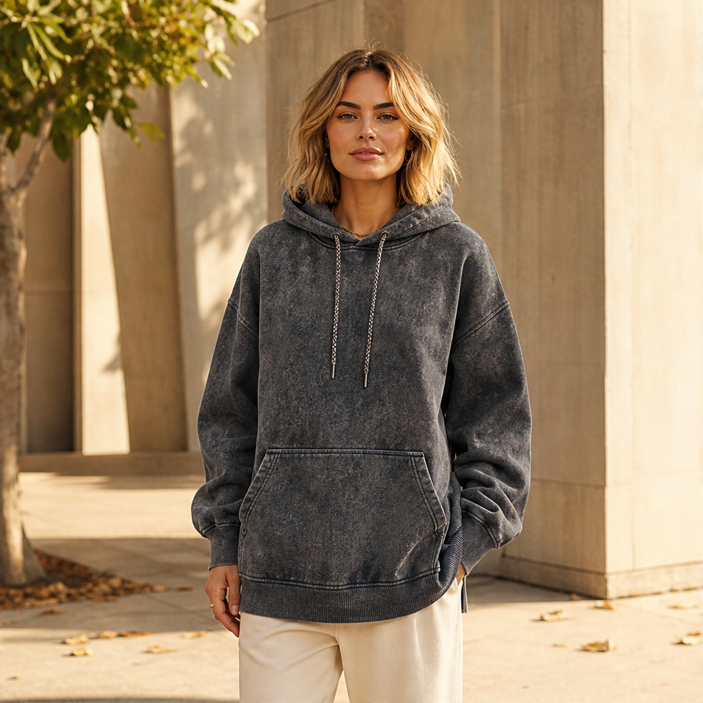 Varonne – Felpa Oversize Acid Wash con Cappuccio lifestyle