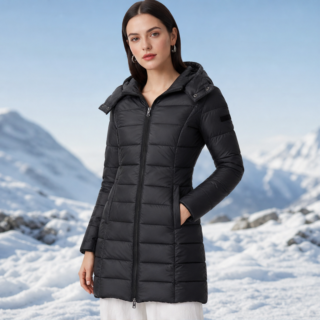Novarine – Piumino Trapuntato Midi con Cappuccio lifestyle