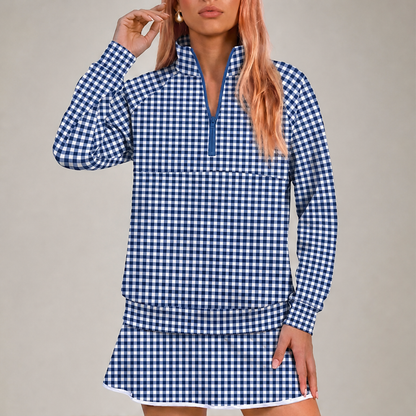 Vantiga – Completo Sportivo Vichy Mezza Zip e Skort lifestyle