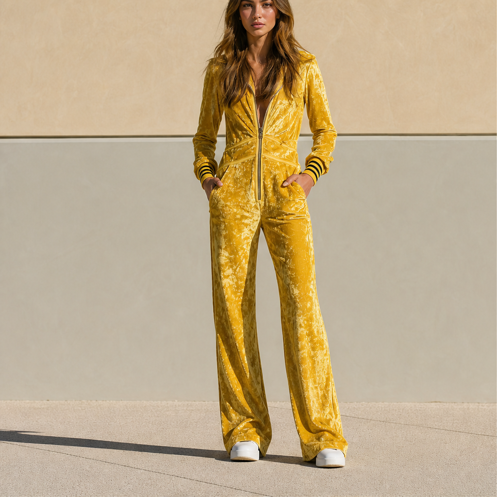 Velmora – Tuta Jumpsuit in Velluto con Zip lifestyle