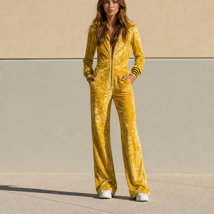 Velmora – Tuta Jumpsuit in Velluto con Zip lifestyle