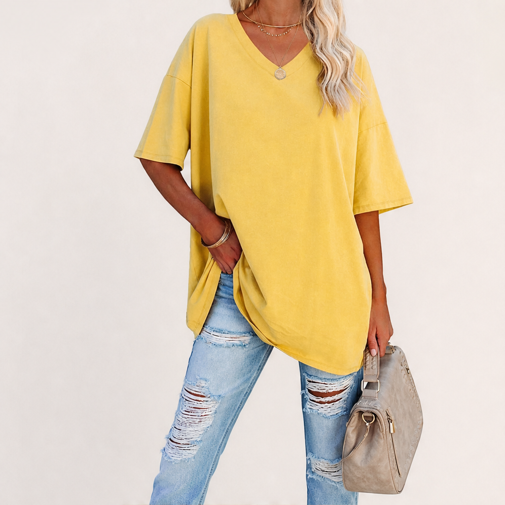 Maverla – Tunica Oversize Scollo a V in Cotone lifestyle