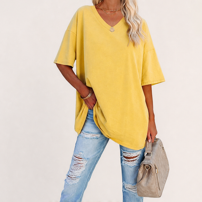 Maverla – Tunica Oversize Scollo a V in Cotone lifestyle