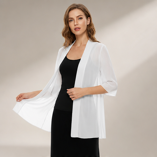Cardigan in Chiffon Bianco | Coprispalle Aperto Leggero - Elegante e Traspirante lifestyle