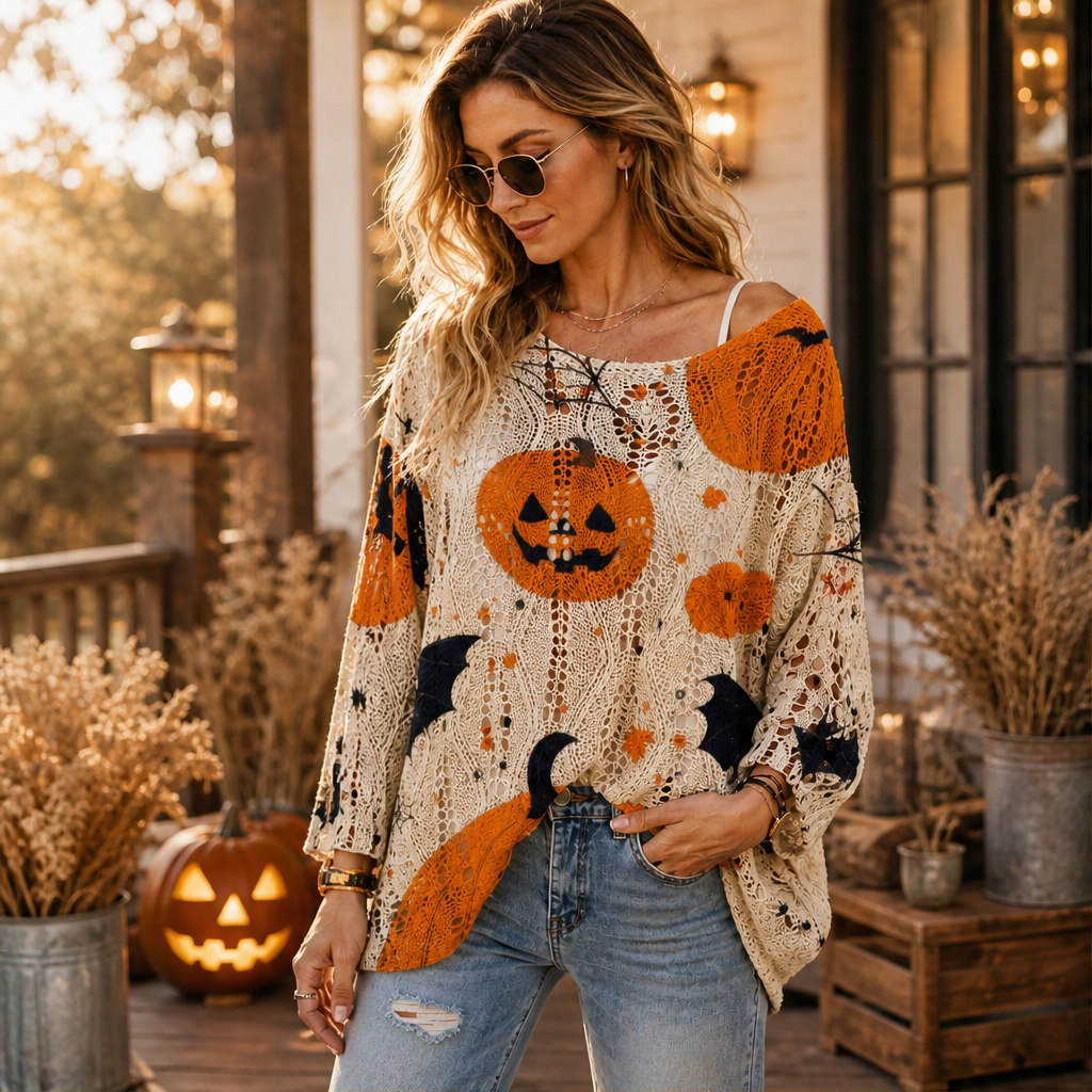 Zuccara – Top in Crochet Zucca e Pipistrello Spalle Scoperte lifestyle