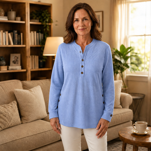 Velmara – Pullover in Maglia a Costine con Bottoni lifestyle