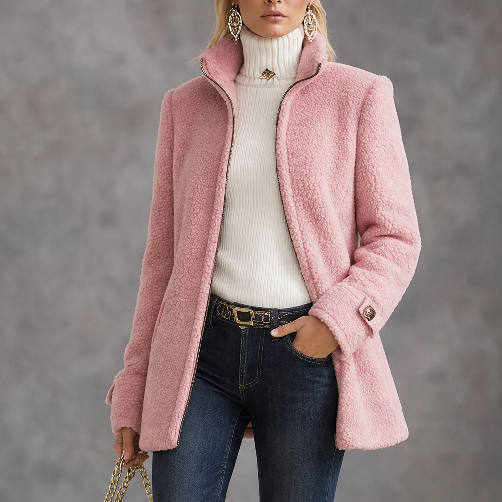 Morvenne – Giacca in Pile Collo Alla Coreana lifestyle