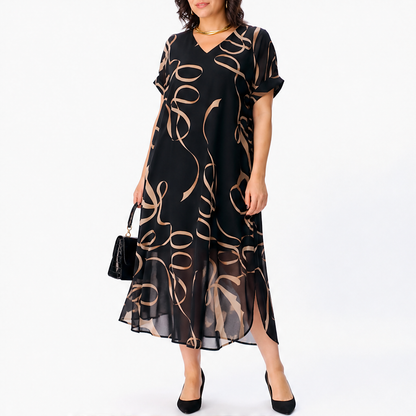 Verolena – Scollo a V Doppio Strato Vestito Midi lifestyle