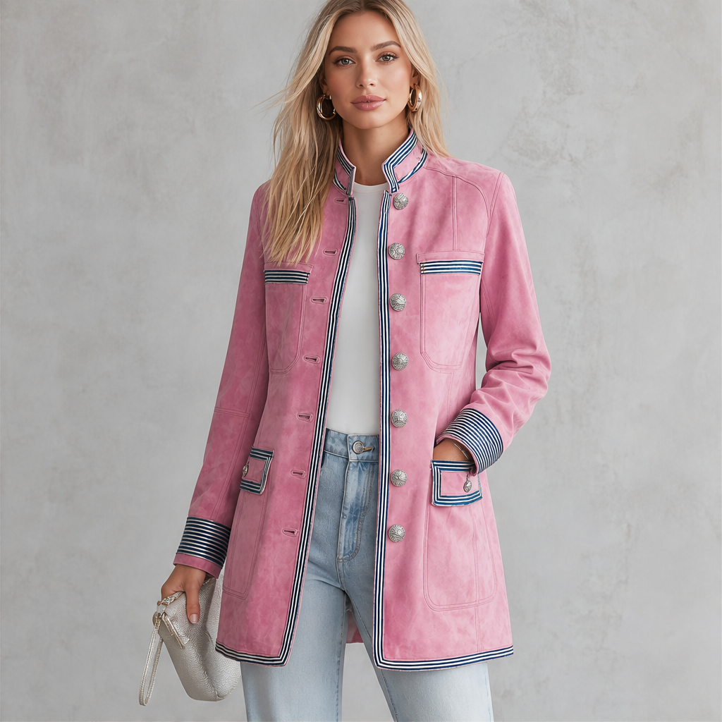 Vellonza – Cappotto Militare in Similscamosciato con Righe lifestyle