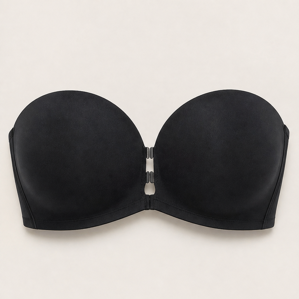 Velmira – Reggiseno Push-Up Senza Spalline con Chiusura Frontale Black