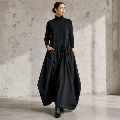 Novarela – Collo Alto Oversize con Tasche Abito Maxi lifestyle