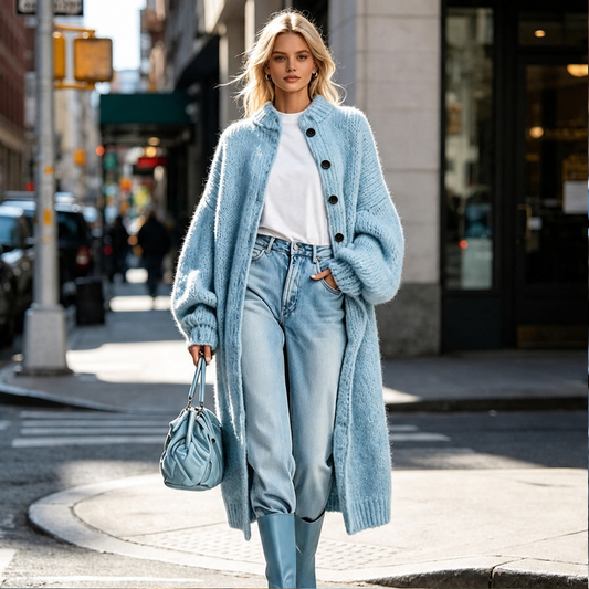 Maglione – Cardigan Lungo in Maglia Grossa lifestyle