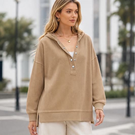 Verlana – Felpa con Cappuccio Costine e Bottoni lifestyle