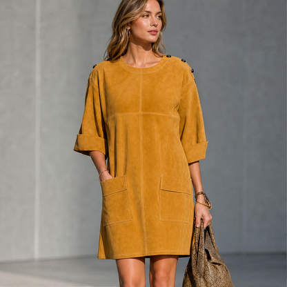 Sueveta – Minivestito in Similpelle Scamosciata con Bottoni lifestyle
