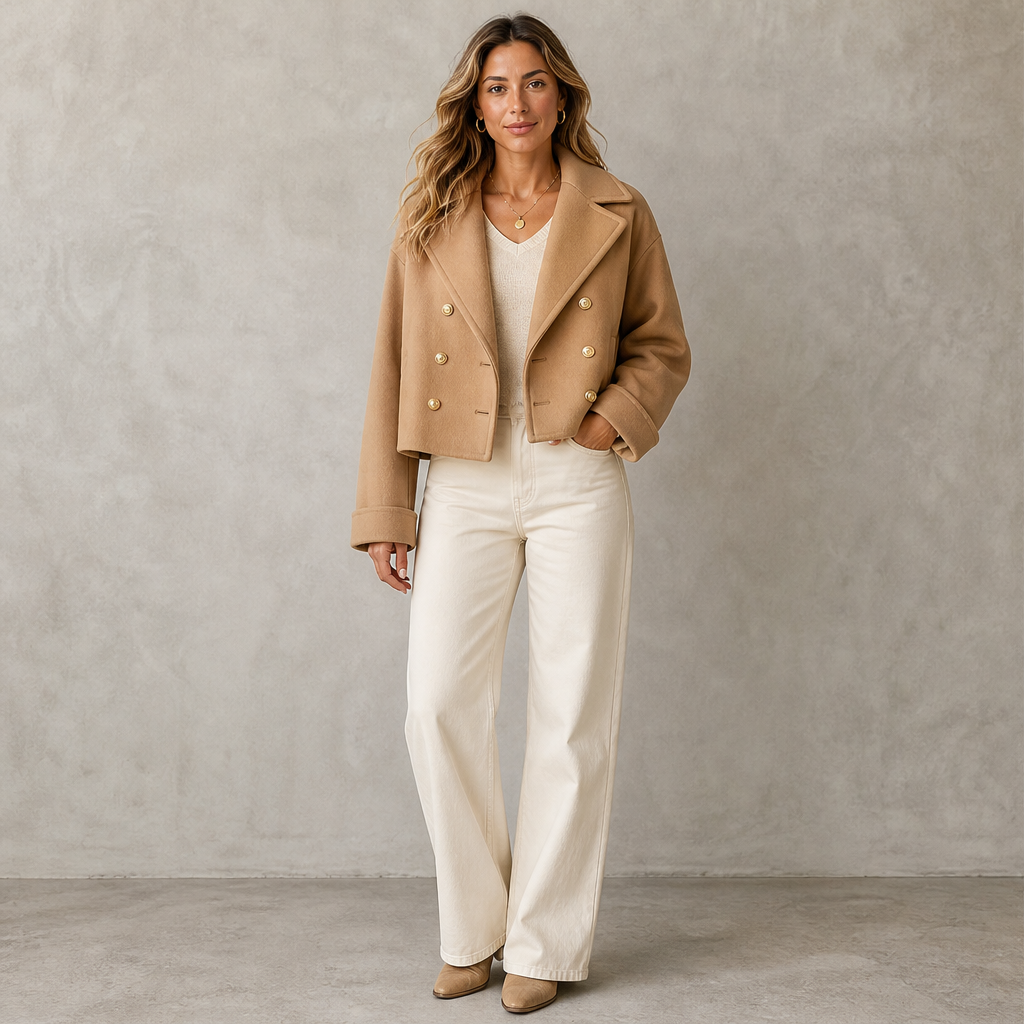 Camelora – Cappotto Corto Doppiopetto in Misto Lana lifestyle
