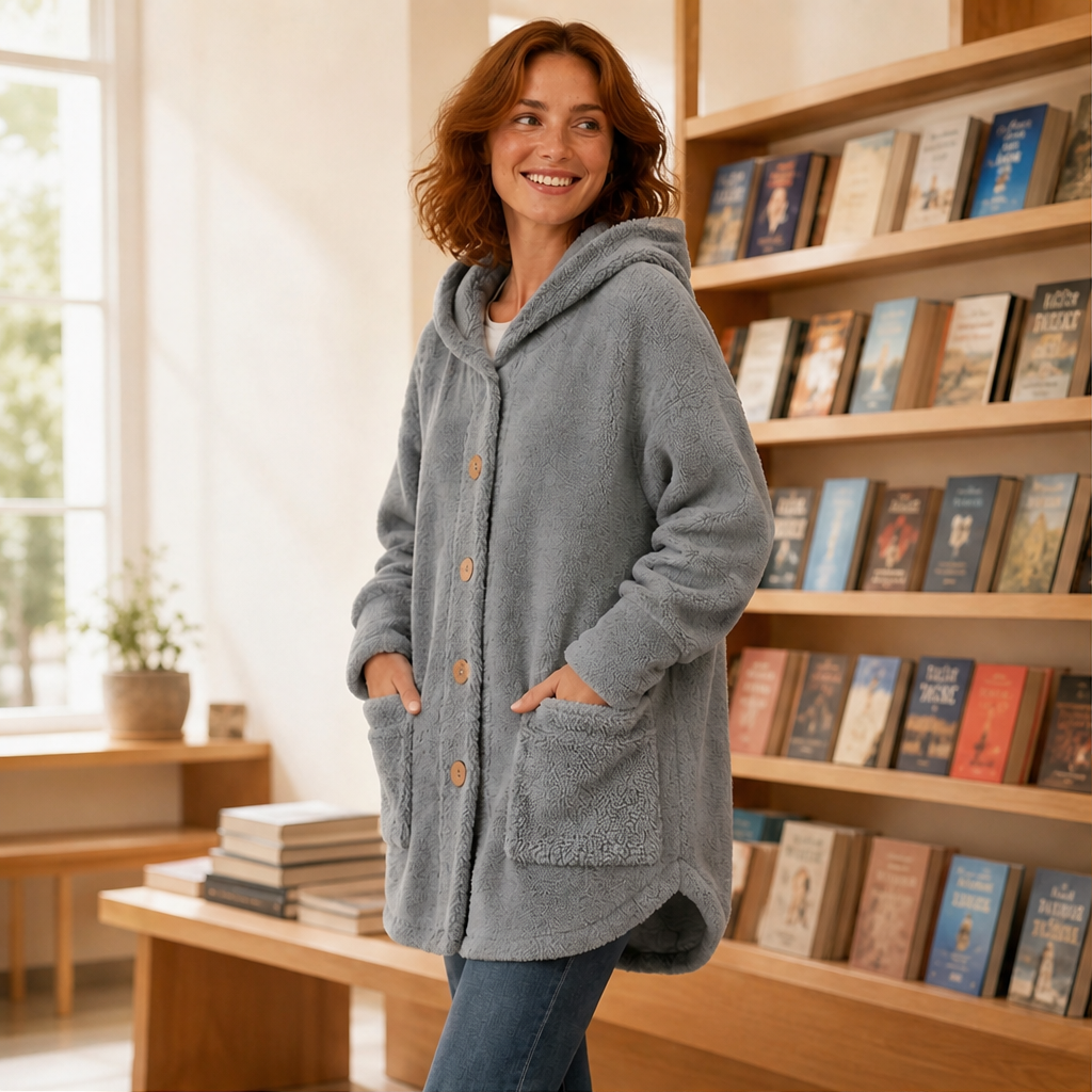 Orsetta – Giacca Lunga in Pile Teddy con Cappuccio lifestyle