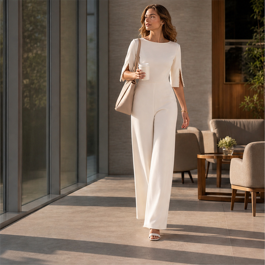 Perlavia – Tuta Aderente con Perline Gamba Larga lifestyle