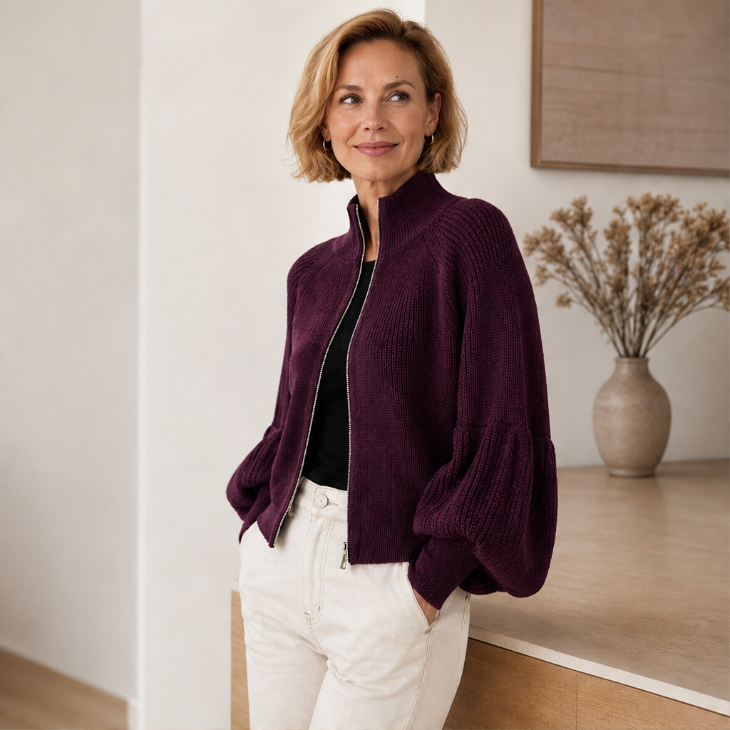 Vionetta – Maglione Zip a Maniche a Lanterna lifestyle