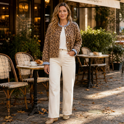 Velmara – Cardigan Leopardato a Maniche Lunghe lifestyle
