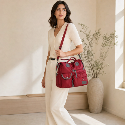 Borsa Tote Impermeabile Nera | Grande Capacità per Donna - Multitasche in Nylon lifestyle