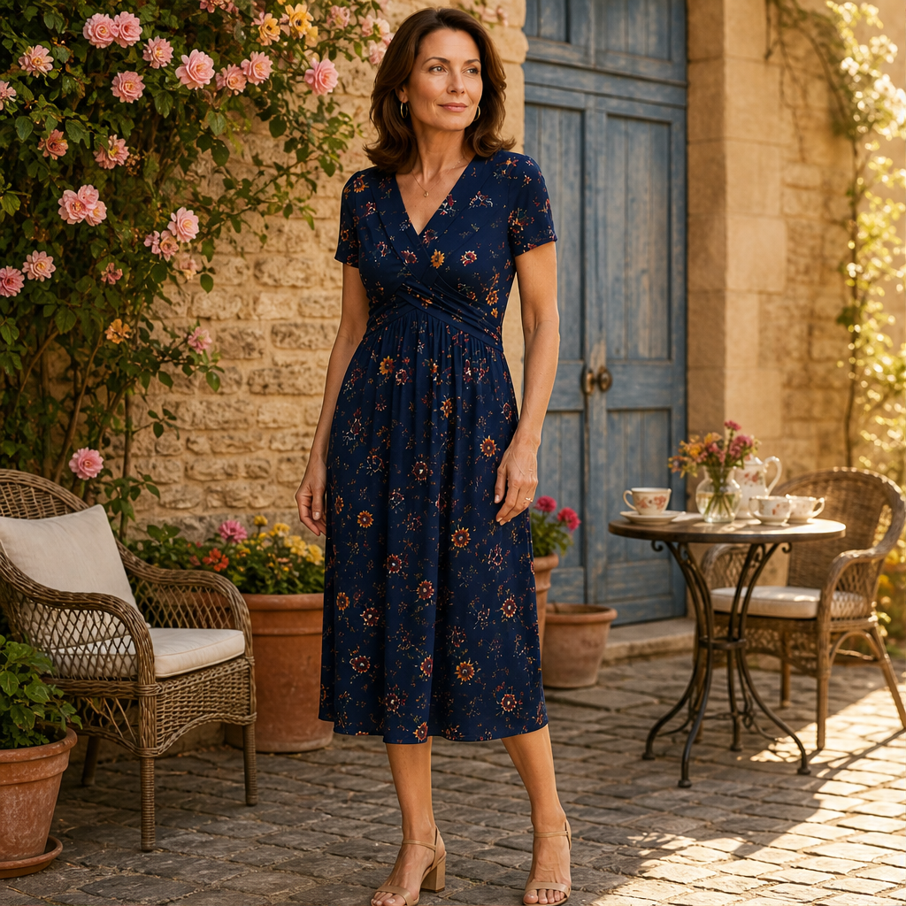 Fiorella – Abito Floreale a Vita Incrociata lifestyle