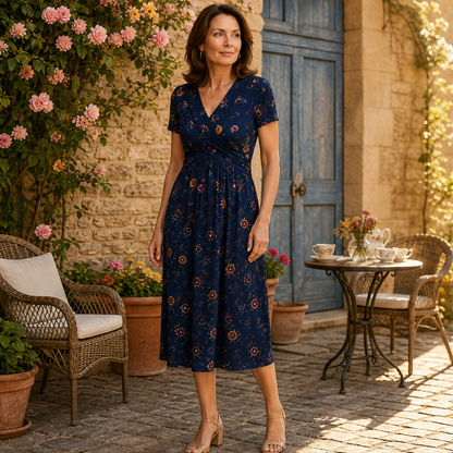 Fiorella – Abito Floreale a Vita Incrociata lifestyle