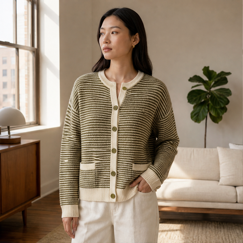 Molvera – Cardigan in Maglia a Righe lifestyle