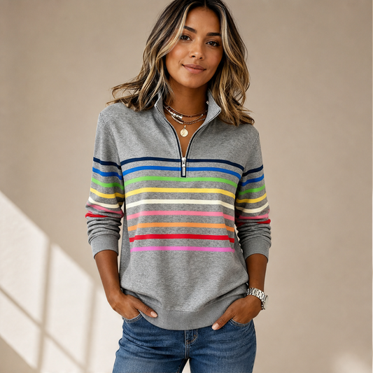 Mourinda – Felpa a Righe con Zip Corta lifestyle