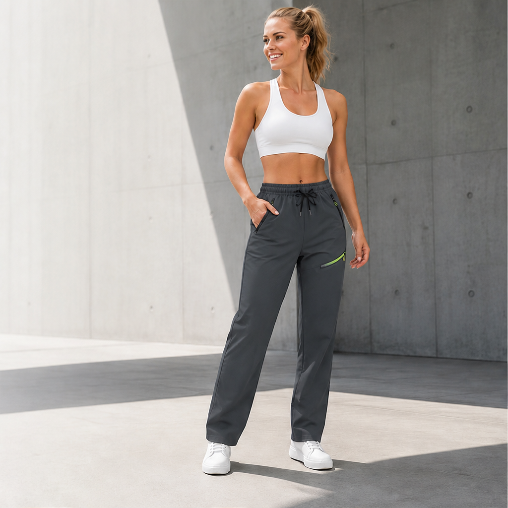 Velosira – Pantaloni Sportivi Dritti con Tasche Zip lifestyle