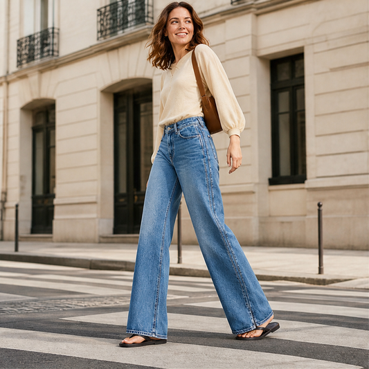 Velmora – Jeans a Vita Alta Gamba Larga lifestyle