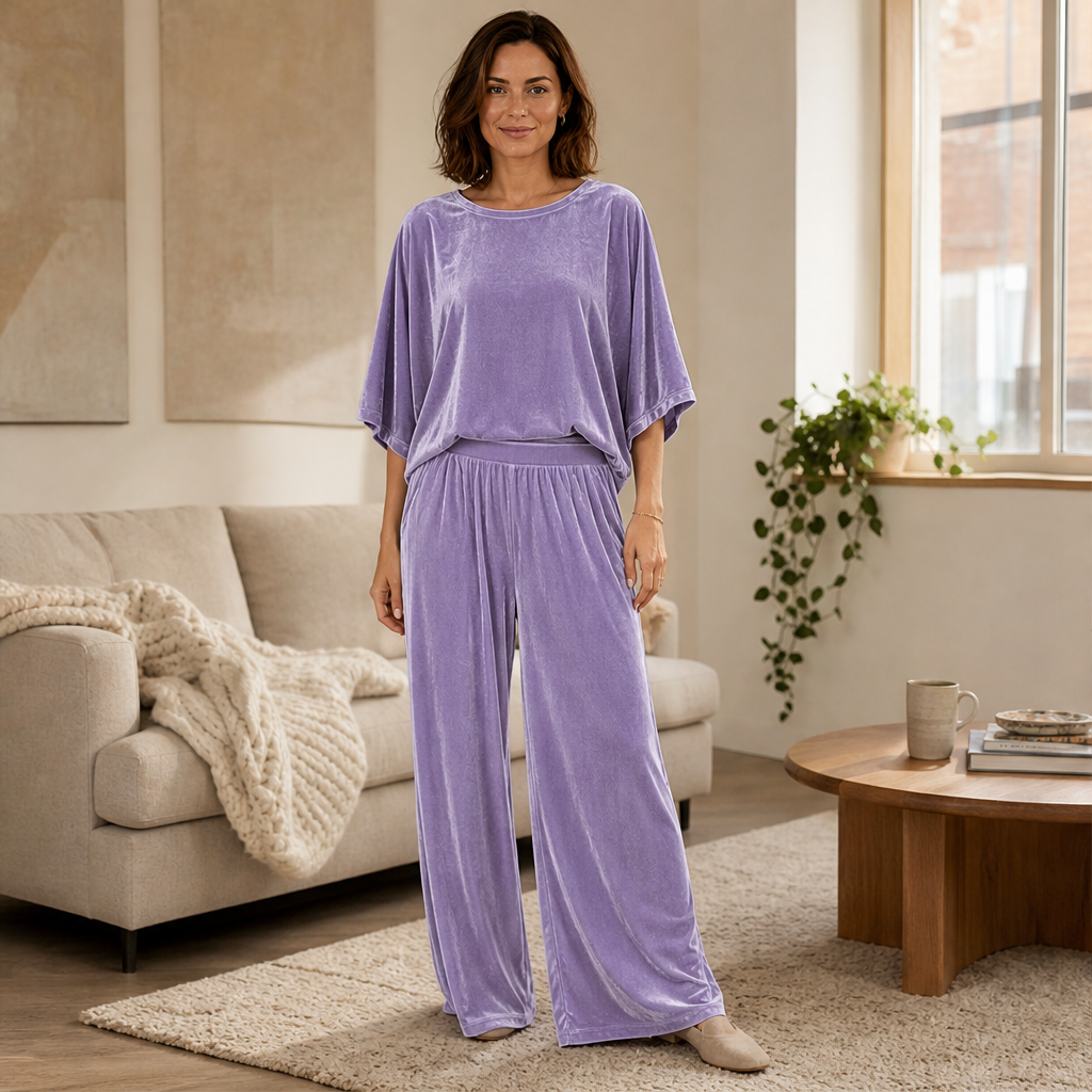 Velmora – Completo in Velluto Top e Pantaloni Palazzo lifestyle