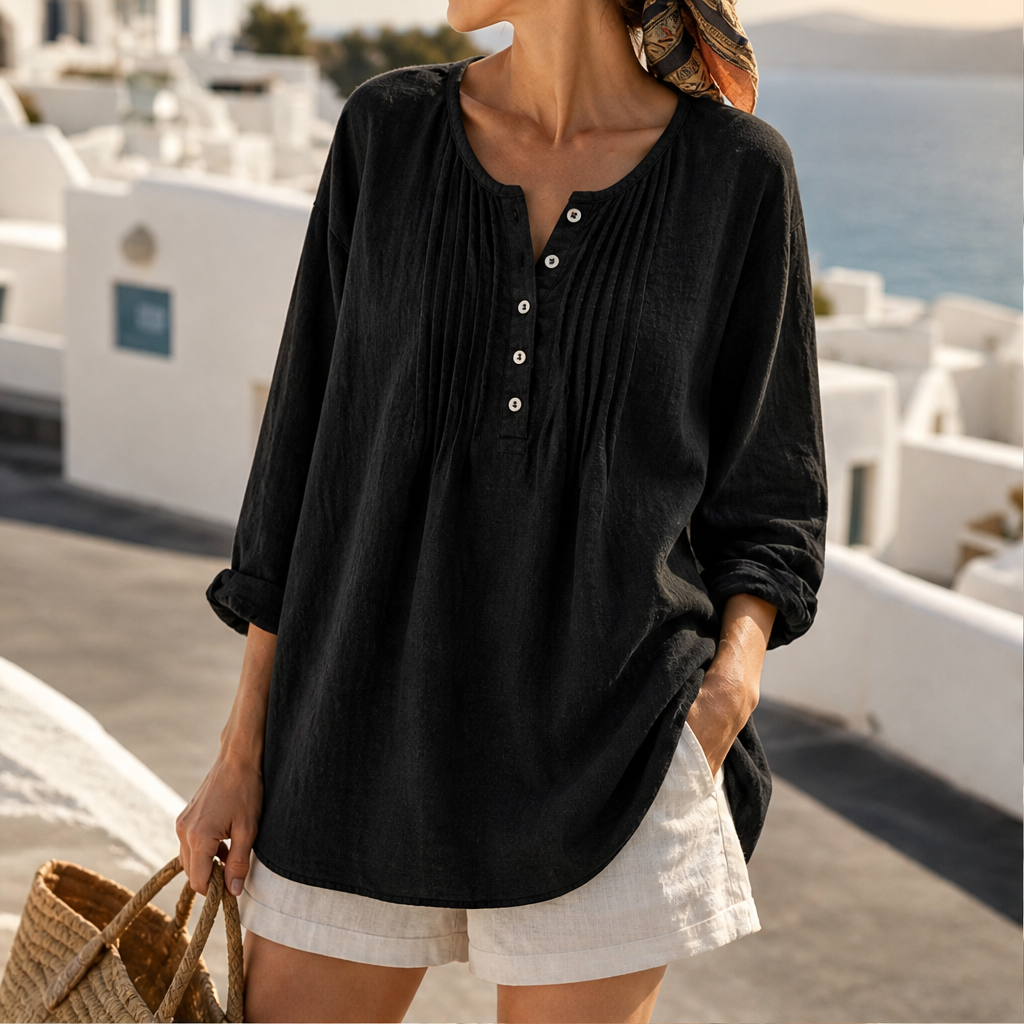 Moravia – Camicetta Plissé Collo Henley lifestyle