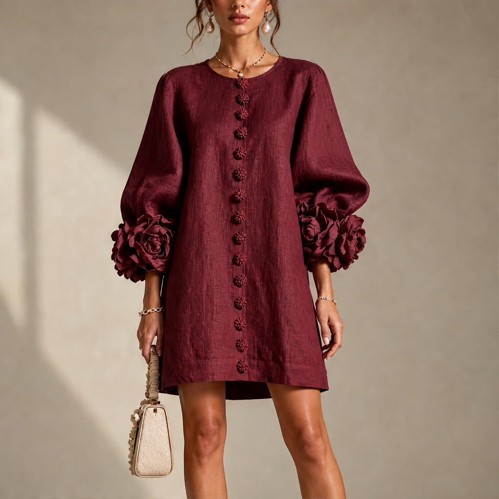 Fioralia – Mini Abito in Lino con Polsini Floreali lifestyle