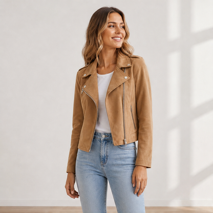 Varonne – Giacca Biker Slim Fit in Microscamosciato lifestyle