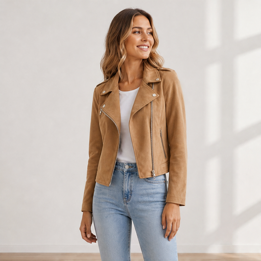 Varonne – Giacca Biker Slim Fit in Microscamosciato lifestyle