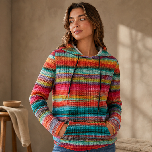 Leoiza – Felpa con Cappuccio Stampa Arcobaleno lifestyle