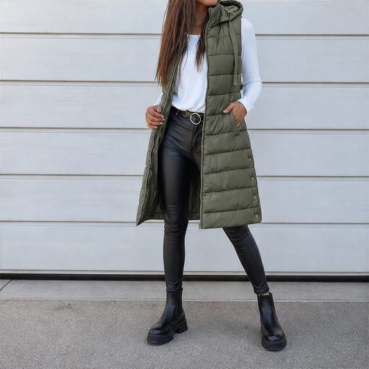 Voltana – Gilet Piumino Lungo con Cappuccio lifestyle