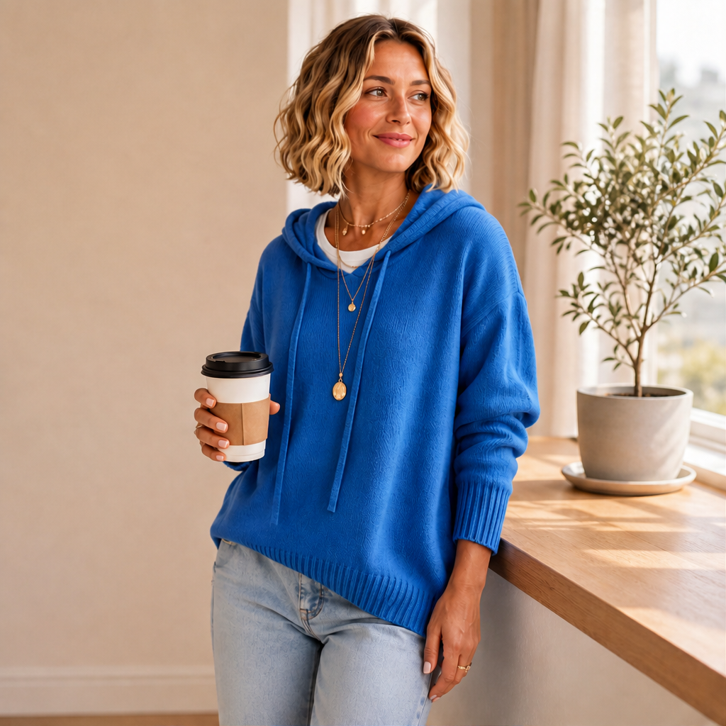 Novarine – Maglione Girocollo con Cappuccio in Maglia lifestyle