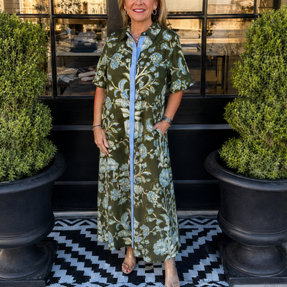 Florentia – Abito Camicia Maxi a Contrasto Floreale lifestyle