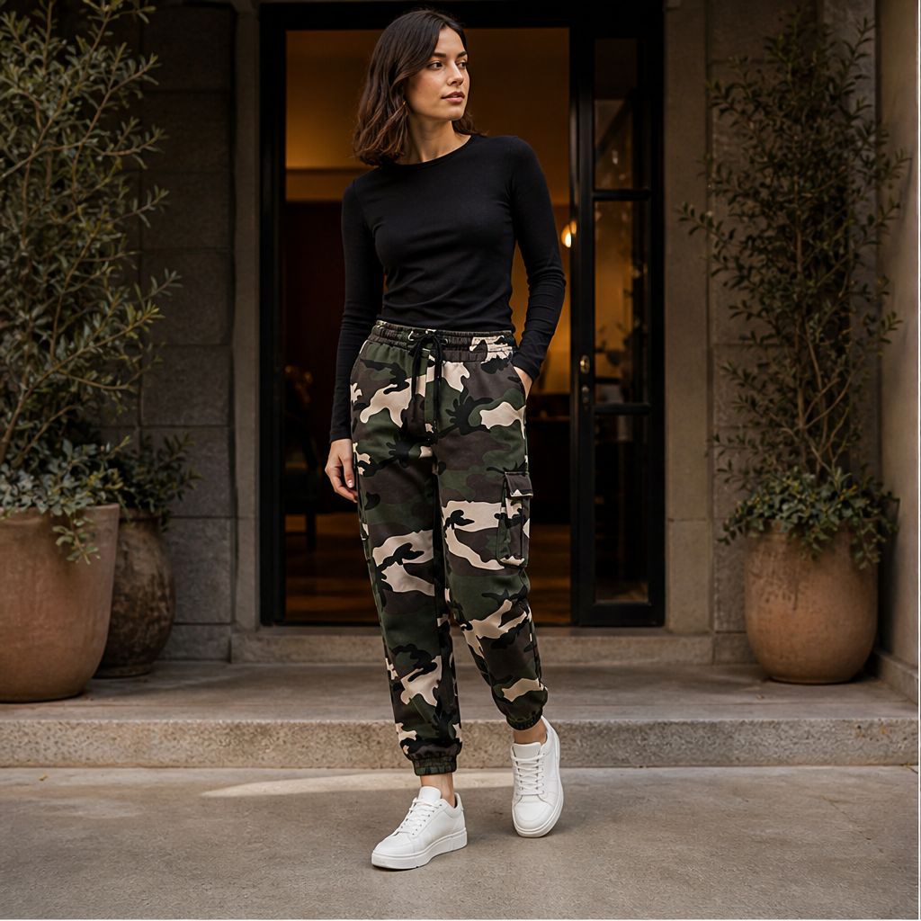 Varenta – Pantaloni Cargo Camouflage con Coulisse lifestyle
