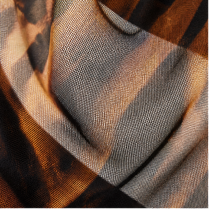 Completo Due Pezzi Marrone con Stampa Tigrata | Top Monospalla con Scialle e Gonna – Elegante in Rete Trasparente