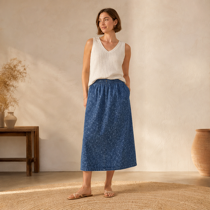 Modenza – Gonna Midi in Denim a Vita Elastica lifestyle