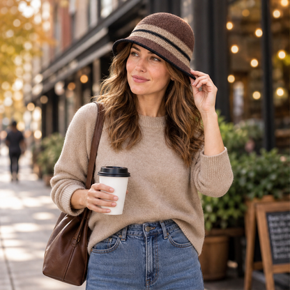Verolli – Cappello Cloche a Righe Pieghevole lifestyle