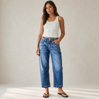 Vareska – Jeans Larghi Cropped a Vita Media lifestyle