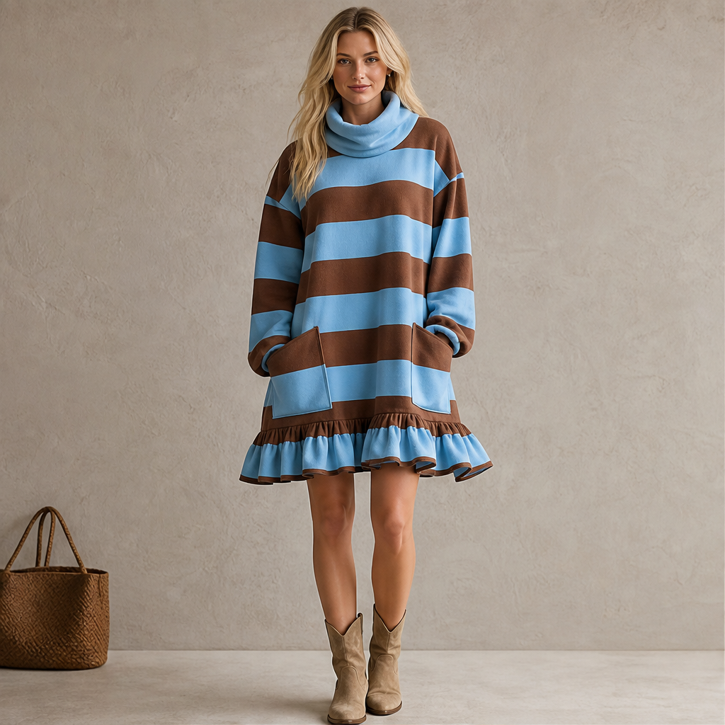 Verluna – Abito Felpa a Righe con Collo Alto e Balze lifestyle