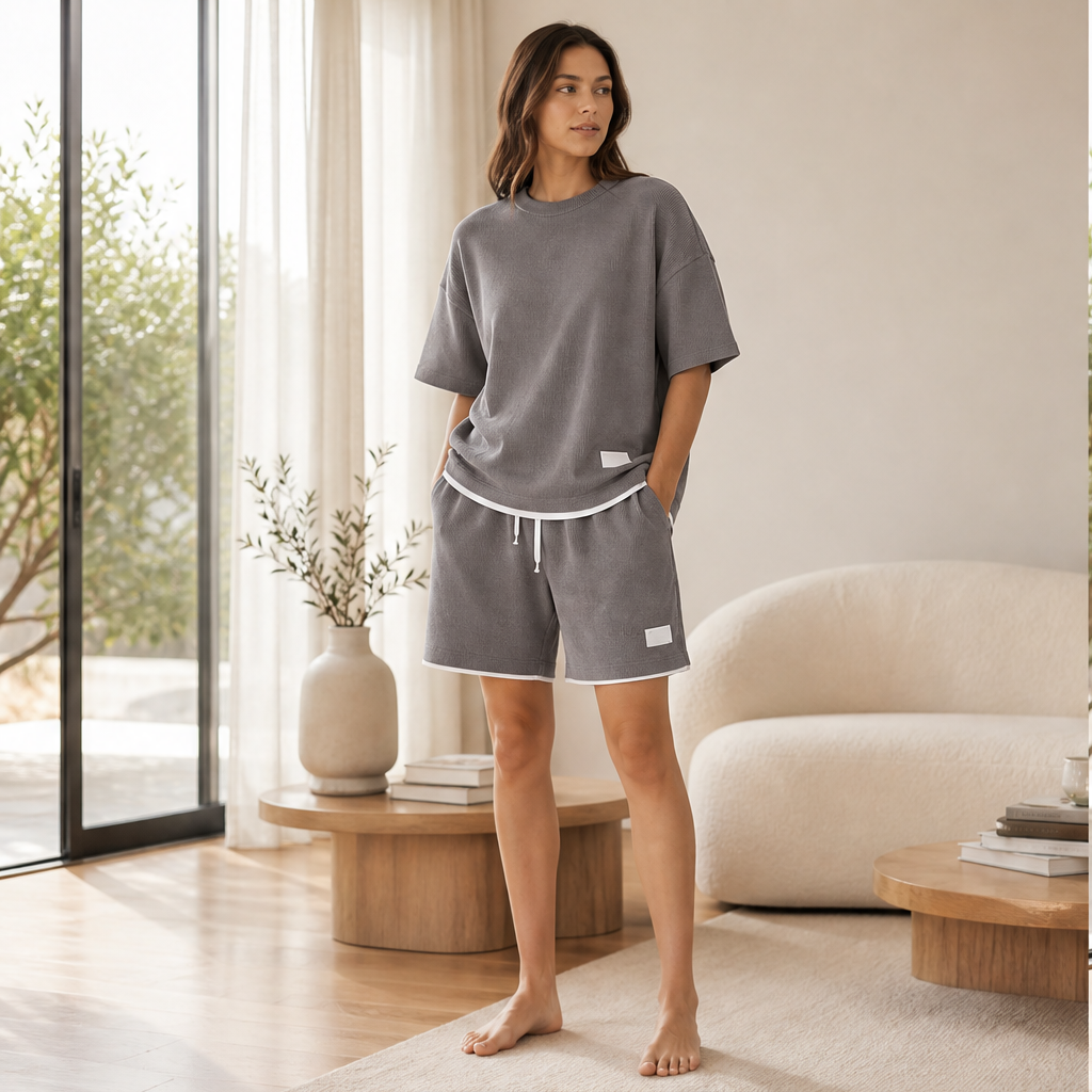 Vaffelo – Completo Loungewear in Maglia a Waffle lifestyle