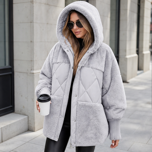 Novarelli – Piumino Oversize con Cappuccio Patchwork lifestyle