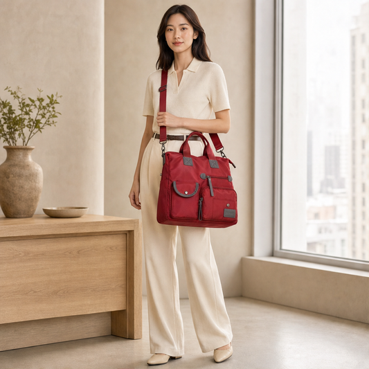 Borsa Tote Impermeabile Nera | Grande Capacità per Donna - Multitasche con Tracolla lifestyle