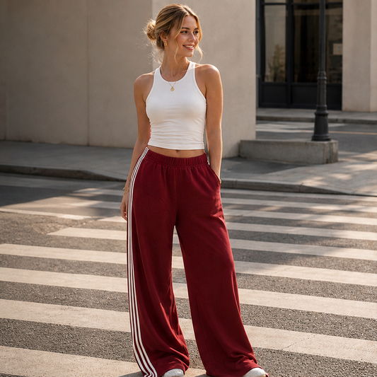 Varenzo – Pantaloni Sportivi a Gamba Larga con Righe lifestyle