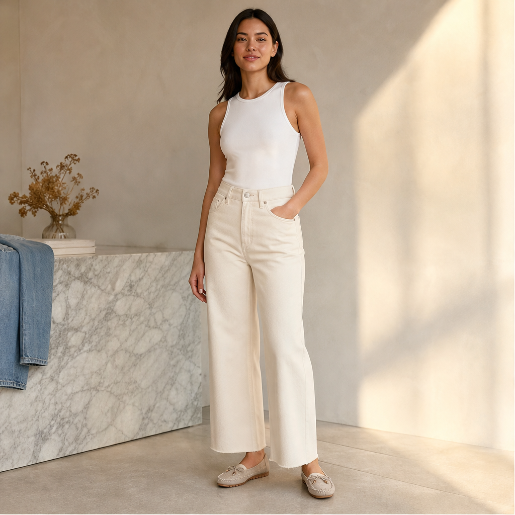 Calvetta – Jeans Dritti a Vita Alta Crop lifestyle